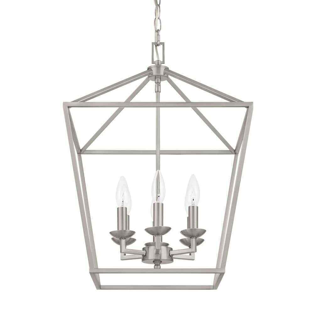 Home Decorators Weyburn 6-Light Brushed Nickel Caged Farmhouse Chandelier