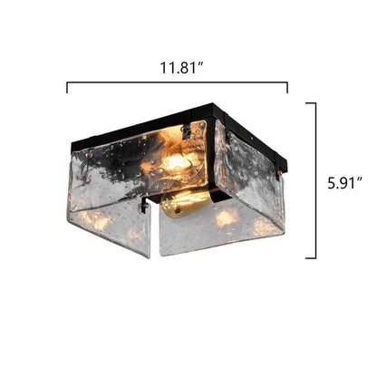 Maxax Raleigh 2-Light 11.81 in. Black Flush Mount with Water Glass Shade