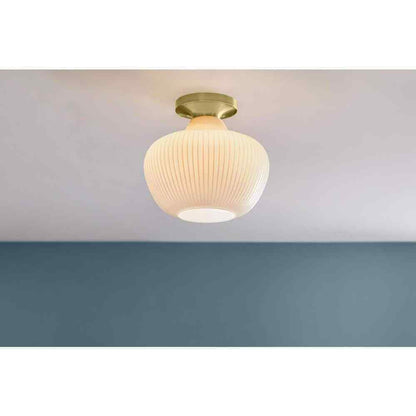 Home Decorators Pompton 12 in. 1-Light Gold Semi-Flush Mount Ceiling Light