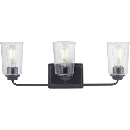 Hampton Bay Evangeline 23 in 3-Light Matte Black Farmhouse Bathroom Vanity Light