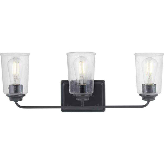 Hampton Bay Evangeline 23 in 3-Light Matte Black Farmhouse Bathroom Vanity Light