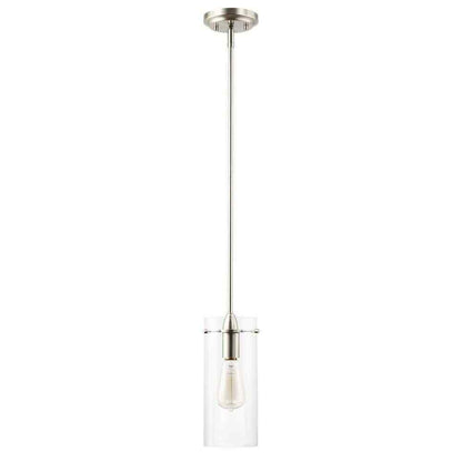 Light Society Montreal 1-Light Clear/Satin Nickel Pendant with Glass Shade