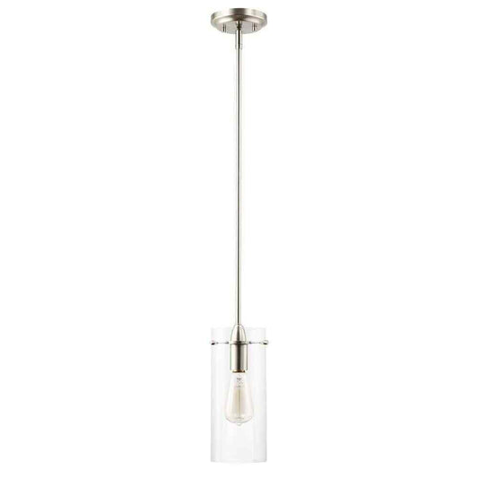 Light Society Montreal 1-Light Clear/Satin Nickel Pendant with Glass Shade