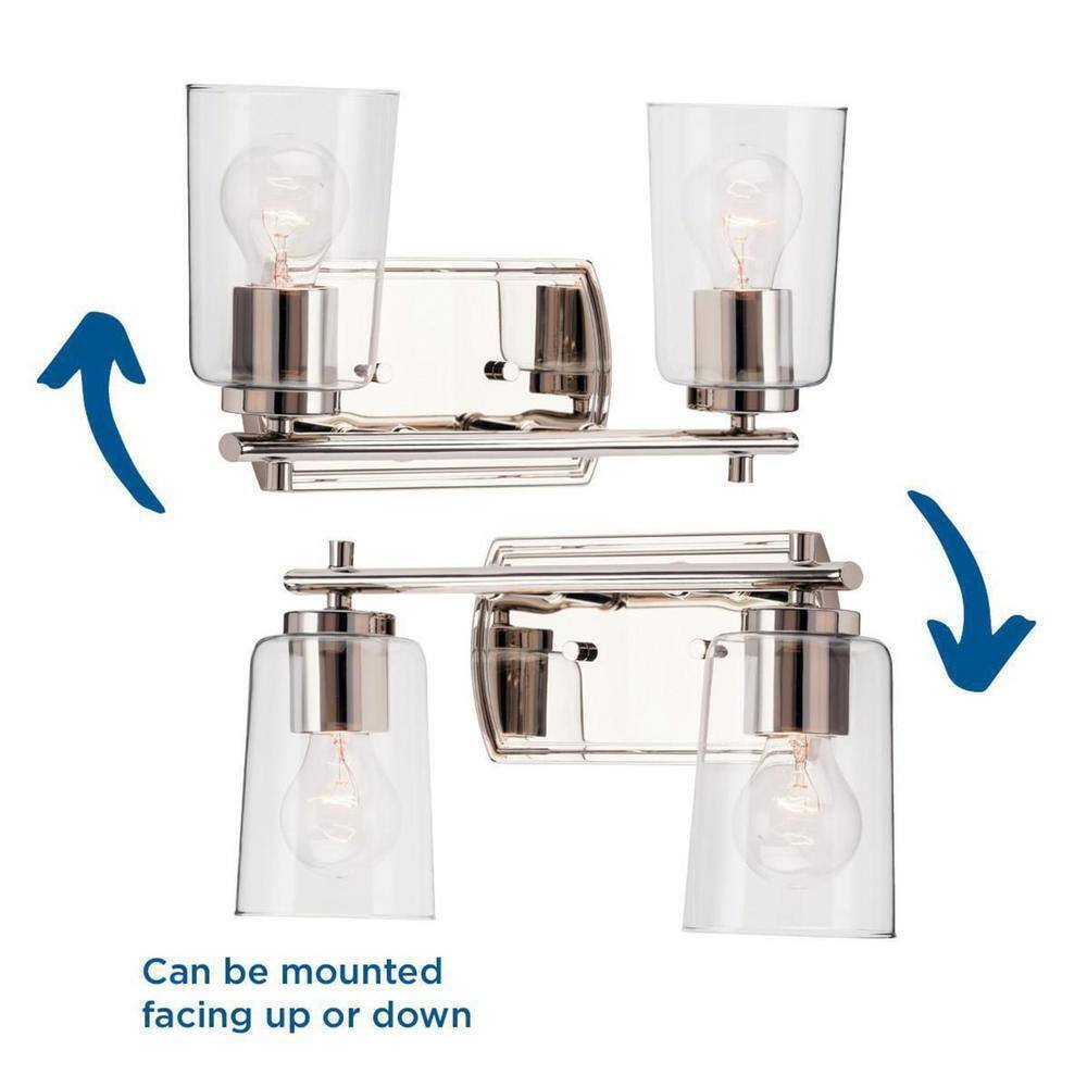 Progress Lighting Adley 2-Light Polished Nickel Clear Glass Bath Vanity Light