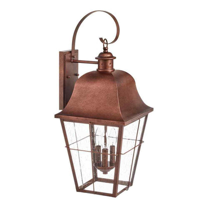 Hampton Bay Warwick 28" Aged Copper Finish Hardwired Wall Lantern Seeded Glass