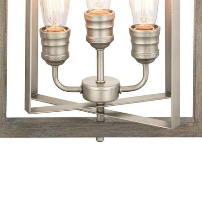 Home Decorators Palermo Grove 14 in. 3-Light Nickel Pendant w/ Painted Gray Wood