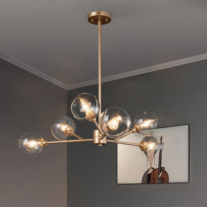 Uolfin Nova 30 in. 5-Light Wood and Black Farmhouse Island Chandelier