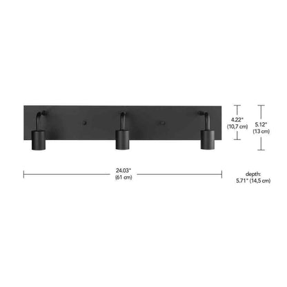 Hampton Bay Northvale 24 in 3-Light Matte Black Industrial Bathroom Vanity Light
