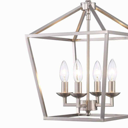 Home Decorators Weyburn 4-Light Brushed Nickel Caged Farmhouse Chandelier