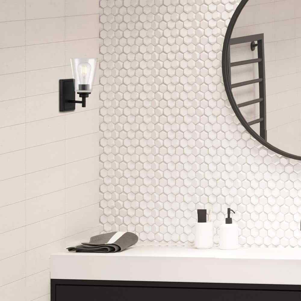 Hampton Bay Wakefield 1-Light Matte Black Indoor Wall Sconce HB3679-43
