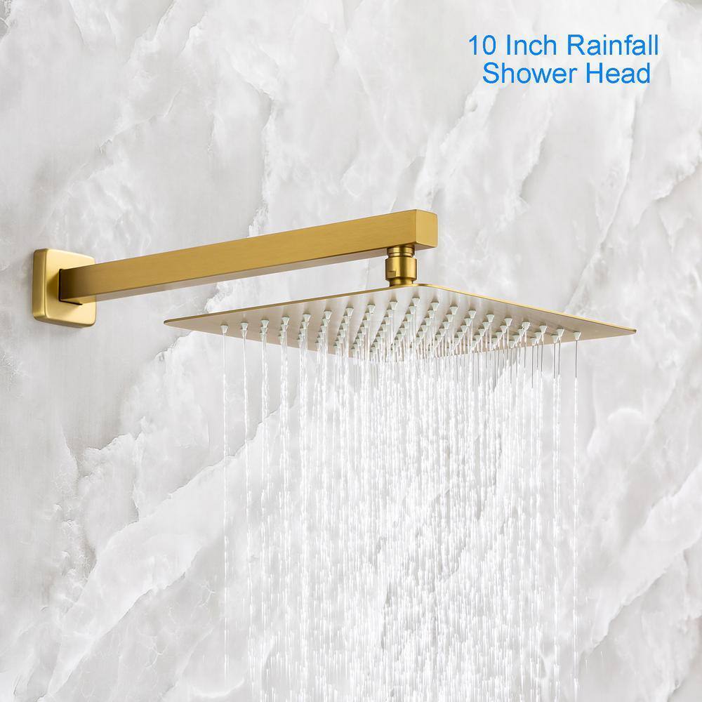 rainlex 10 in. Shower Head High Pressure Shower Faucet Gold Color Valve Included