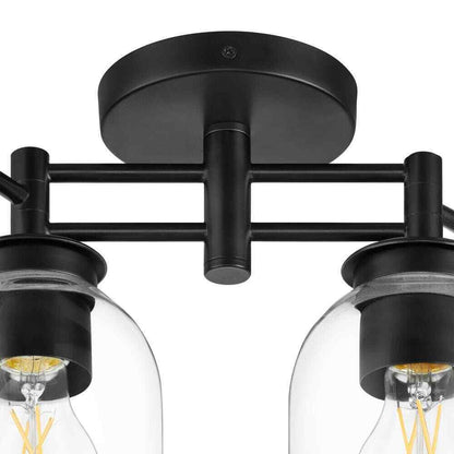 Hampton Bay Boundbrook 26.25 in. 4-Light Matte Black Semi-Flush Mount
