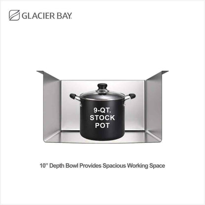 Glacier Bay 32 in. Tight Radius Drop-in 16G SS 4-Hole Single Bowl Kitchen Sink