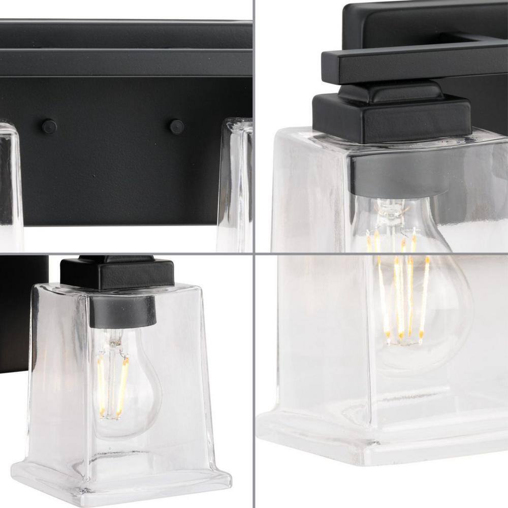 Progress Lighting Gilmour 12.25 in. 2-Light Matte Black Craftsman Vanity Light