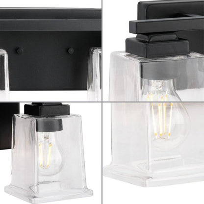 Progress Lighting Gilmour 12.25 in. 2-Light Matte Black Craftsman Vanity Light