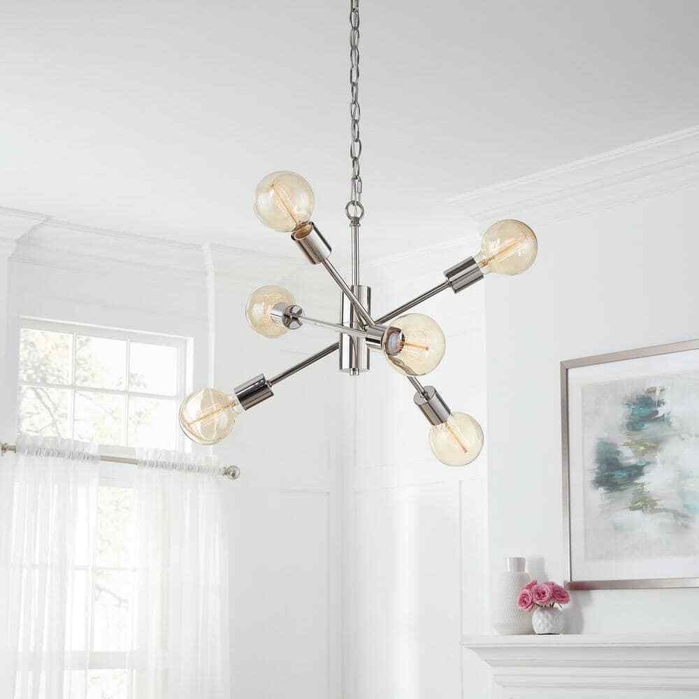Home Decorators Collection Fife 6-Light Polished Nickel Sputnik Chandelier