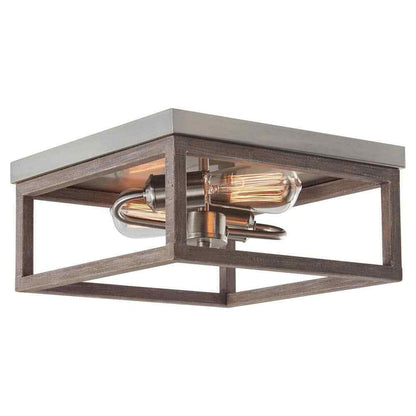 Hampton Bay Boswell Quarter 12 in. 2-Light Brushed Nickel Coastal Flush Mount