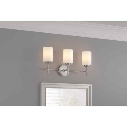 Home Decorators Ayelen 3-Light Brushed Nickel Modern Bathroom Vanity Light