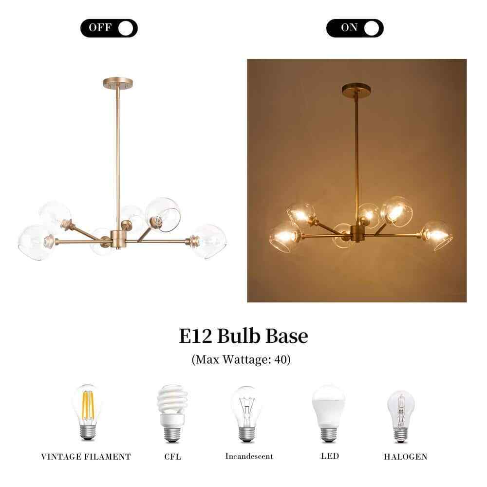 Uolfin Modern Gold Dining Room Chandelier Bubble 31.5 in. 6-Light Chandelier