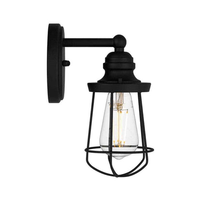 Hampton Bay Southbourne 1-Light Matte Black Wall Sconce w/ Open Steel Cage Frame