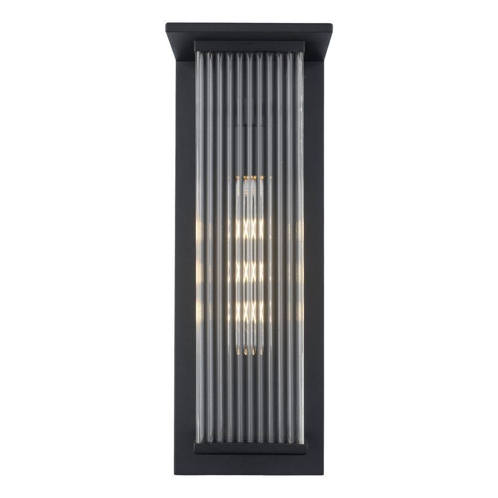 Home Decorators Jardine 20 in. 1-Light Black Modern Outdoor Wall Light Fixture