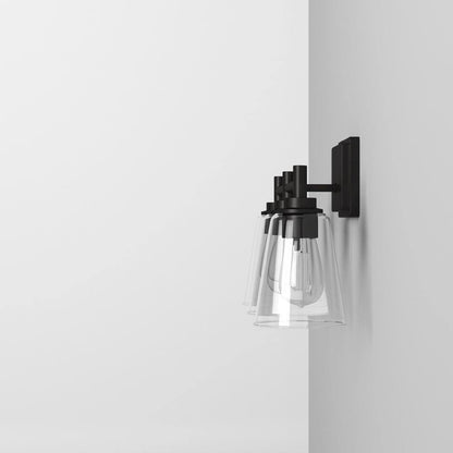 Hampton Bay Wakefield 22 in. 3-light Matte Black Vanity with Clear Glass Shades