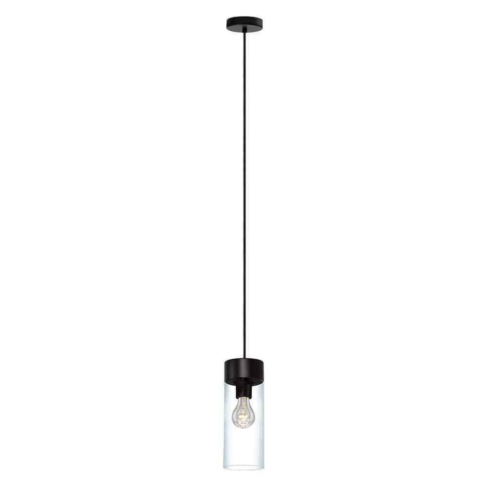Eglo Montey 1-Light Black Mini-Pendant with Clear Glass Shade 202127A