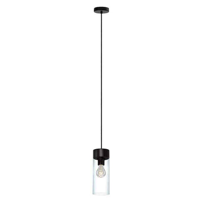 Eglo Montey 1-Light Black Mini-Pendant with Clear Glass Shade 202127A