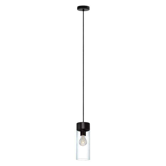 Eglo Montey 1-Light Black Mini-Pendant with Clear Glass Shade 202127A