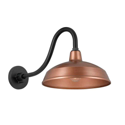 Hampton Bay Easton 11 in. Copper Barn Outdoor Wall Lantern Sconce w/ Steel Shade