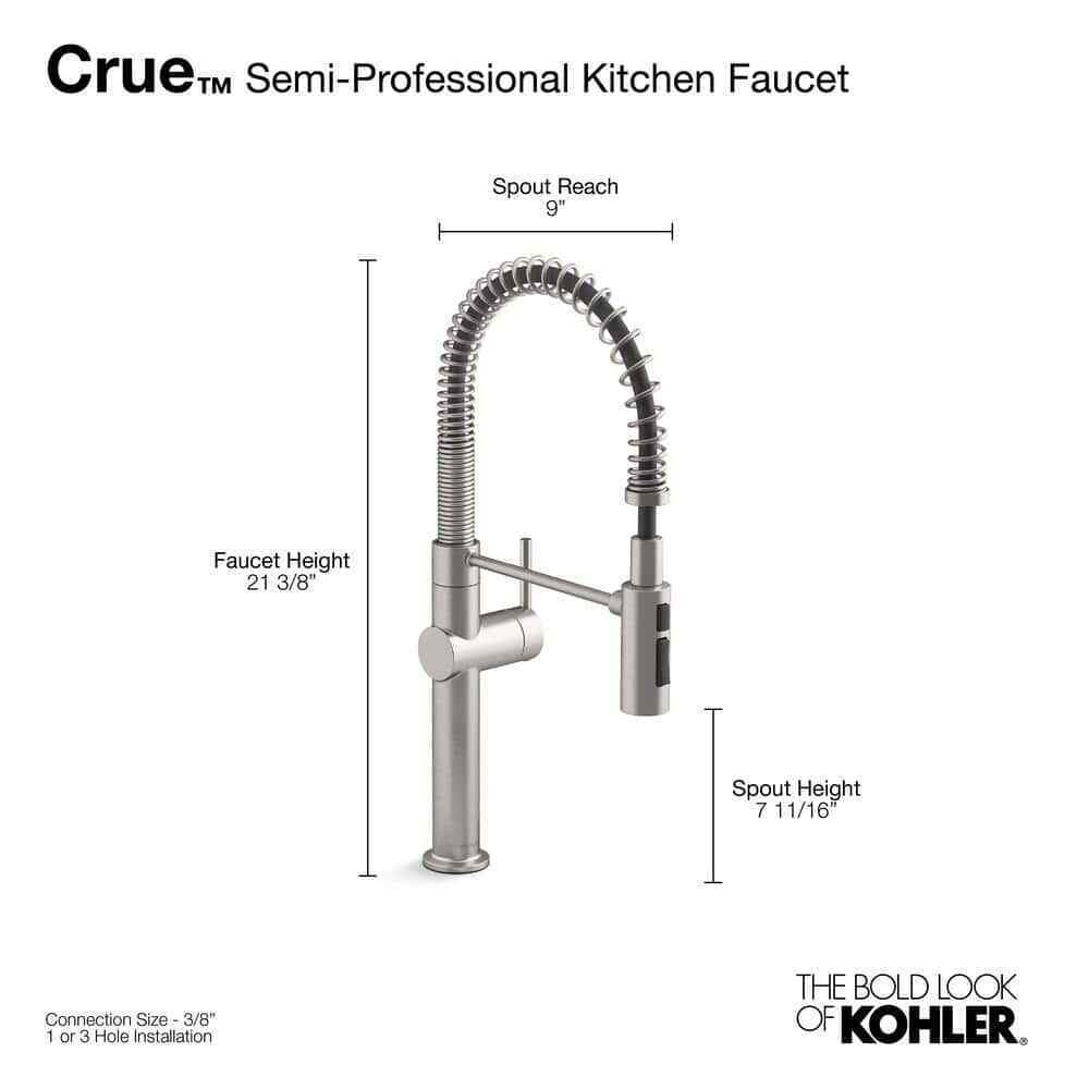 KOHLER Crue Single-Handle Pull-Down Sprayer Faucet, Vibrant Brushed Modern Brass