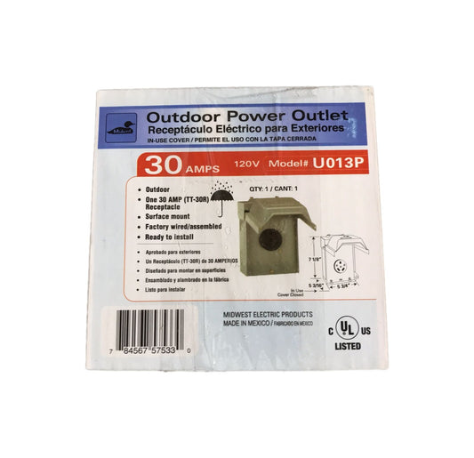 Midwest Electric Products 30 Amp Temporary RV Power Outlet U013P