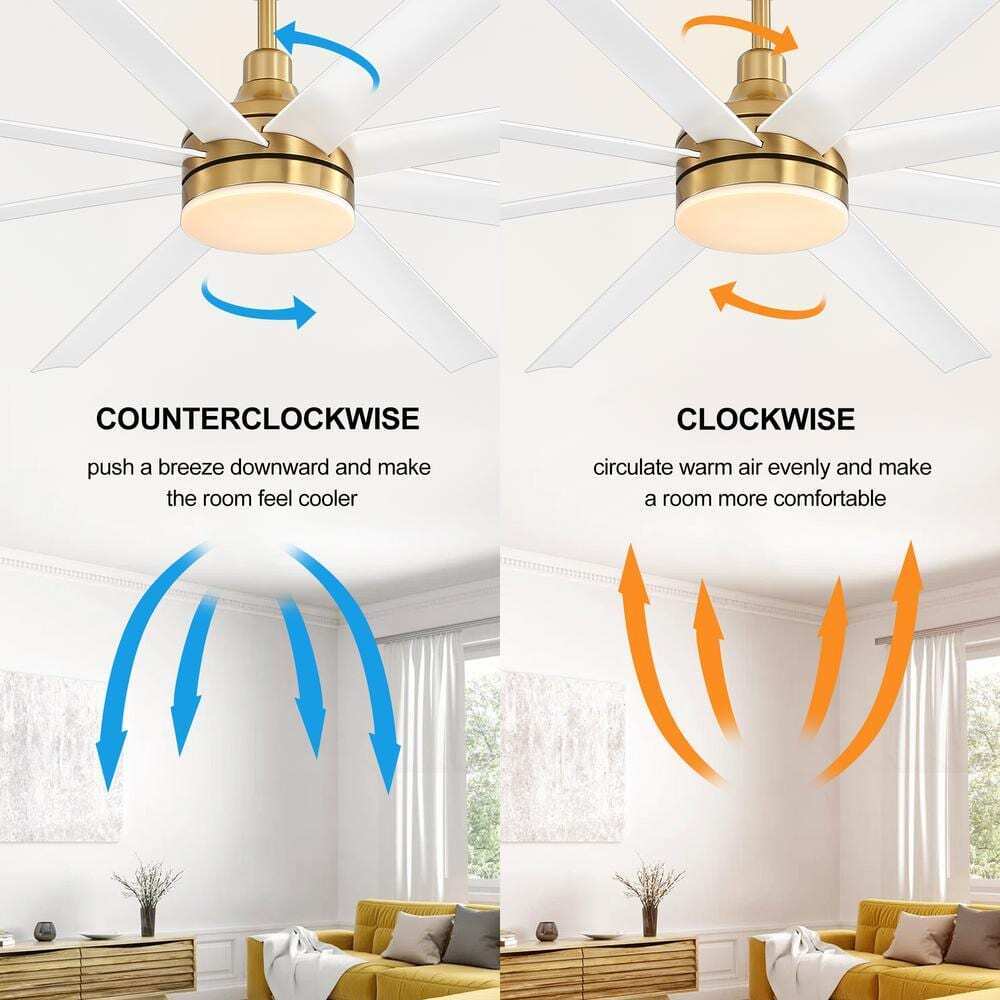 Breezary Archer 72 in. LED Indoor Gold Ceiling Fan w/ Light and Remote Control