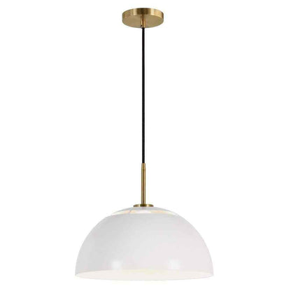 Meyer&Cross Jordyn 16 in. 1-Light Modern White and Brushed Brass Pendant