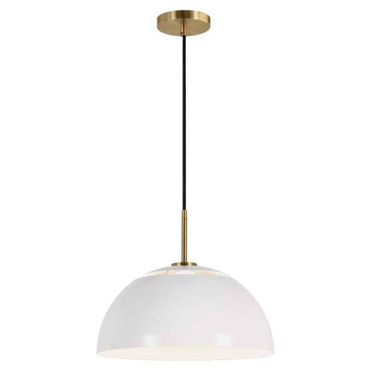 Meyer&Cross Jordyn 16 in. 1-Light Modern White and Brushed Brass Pendant