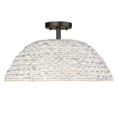 Golden Lighting Rue 18.75 in. 3-Lights Matte Black Semi-Flush Mount