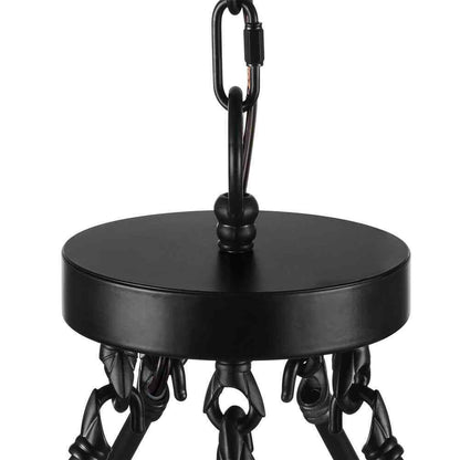 Hampton Bay Stratton 10-Light Black and Woodgrain Wagon Wheel Chandelier