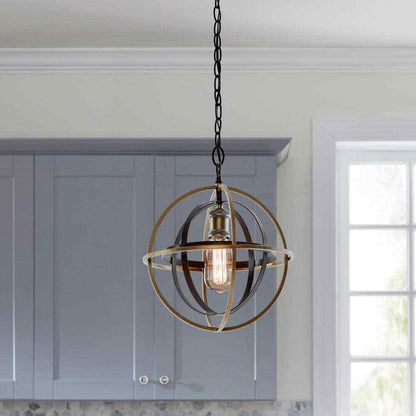 Home Decorators Barton Bay 1-Light Bronze and Champagne Pewter Orb Mini Pendant