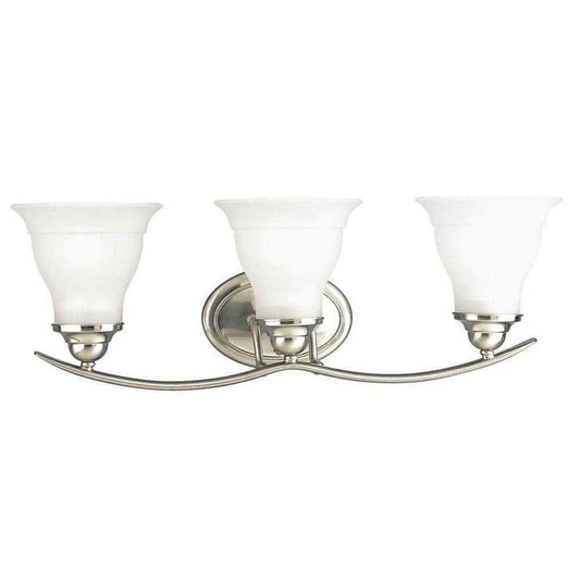 Progress Lighting Trinity 3-Light Brushed Nickel Glass Traditional Bath Vanity