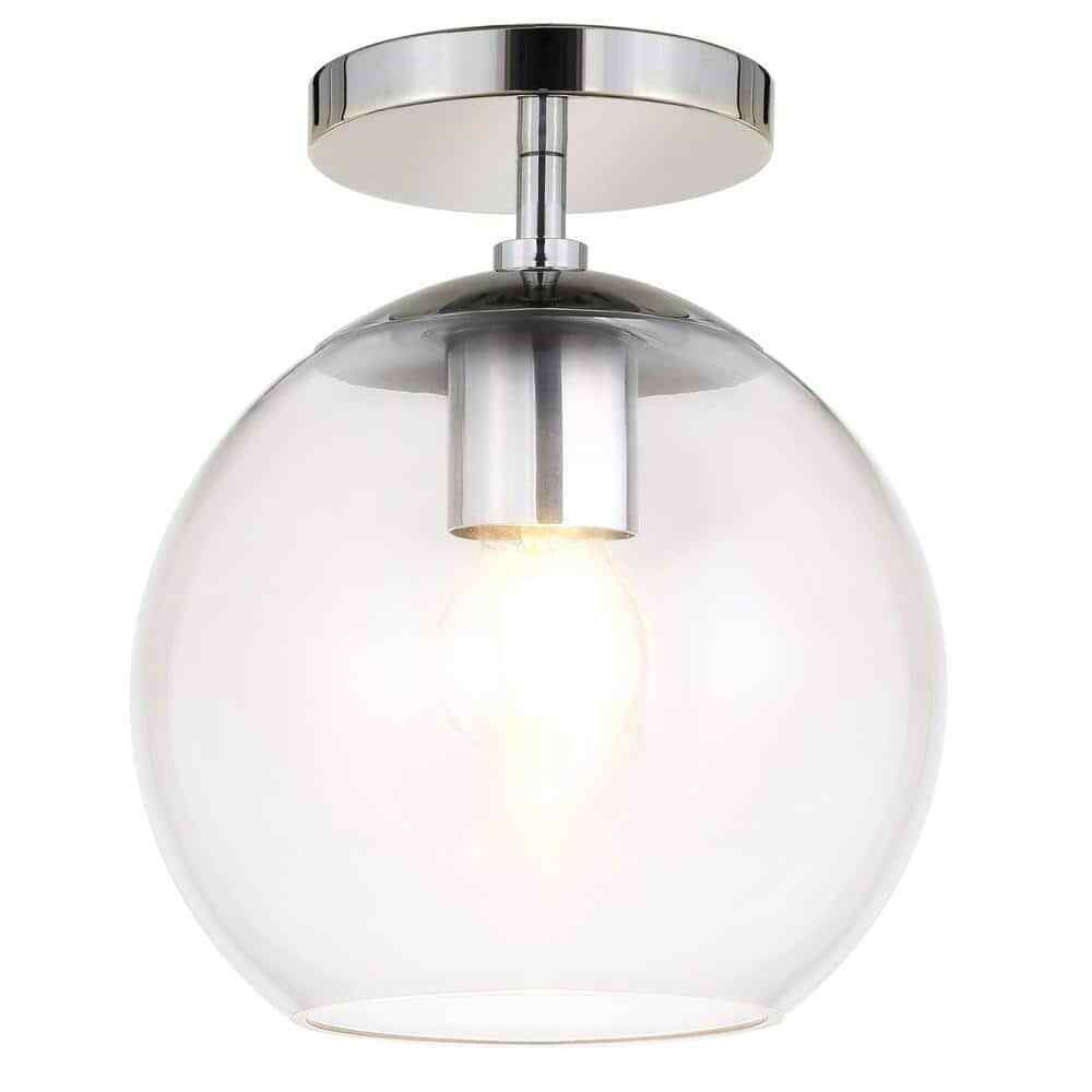 Meyer&Cross Bartlett 9 in. Polished Nickel and Clear Glass Semi-Flush Mount