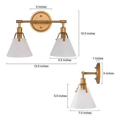 LNC Modern Gold Vanity Light 15.5 in. 2-Light Vintage Bathroom Wall Sconce