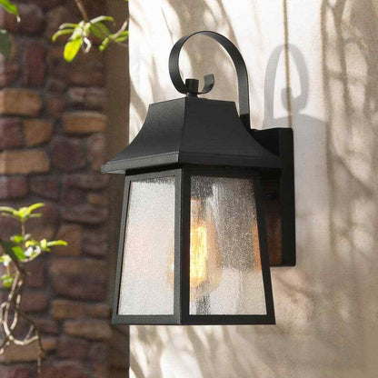 Uolfin Black Farmhouse Outdoor Wall Lantern Sconce Industrial Porch Wall Light