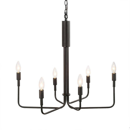 LALUZ Modern Black Candlestick Oblong Farmhouse Irregular Pendant, 6 Light