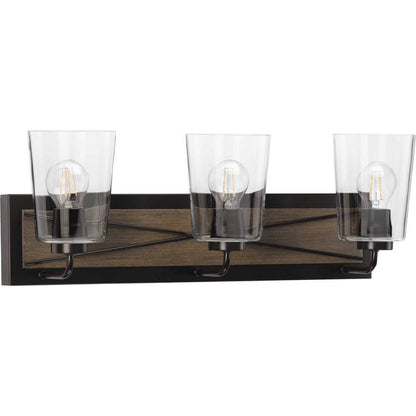 Progress Lighting Briarwood 3-Light Antique Bronze Painted Oak Vanity Light