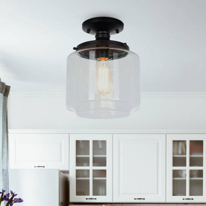Cresswell 10.6 in. 1-Light Satin Black Modern Flush Mount 24065-000