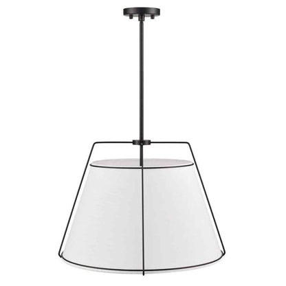 Light Society Lise 22 in. 3-Light Black Chandelier with Fabric Shade LS-C555-BLK