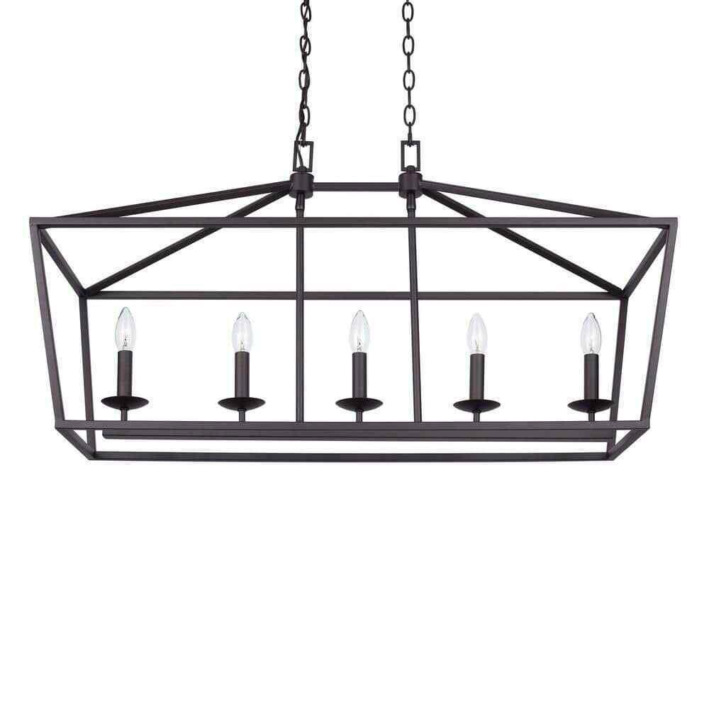 Home Decorators Weyburn 36 in. 5-Light Bronze Linear Chandelier Light Fixture