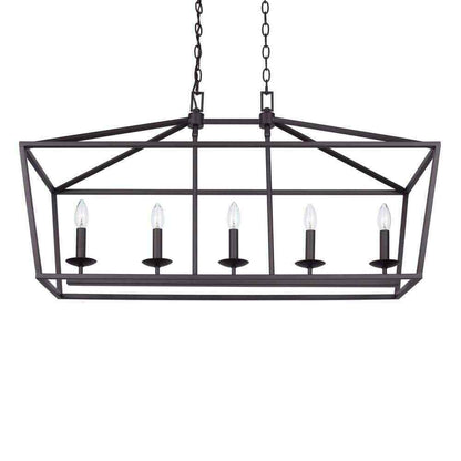 Home Decorators Weyburn 36 in. 5-Light Bronze Linear Chandelier Light Fixture