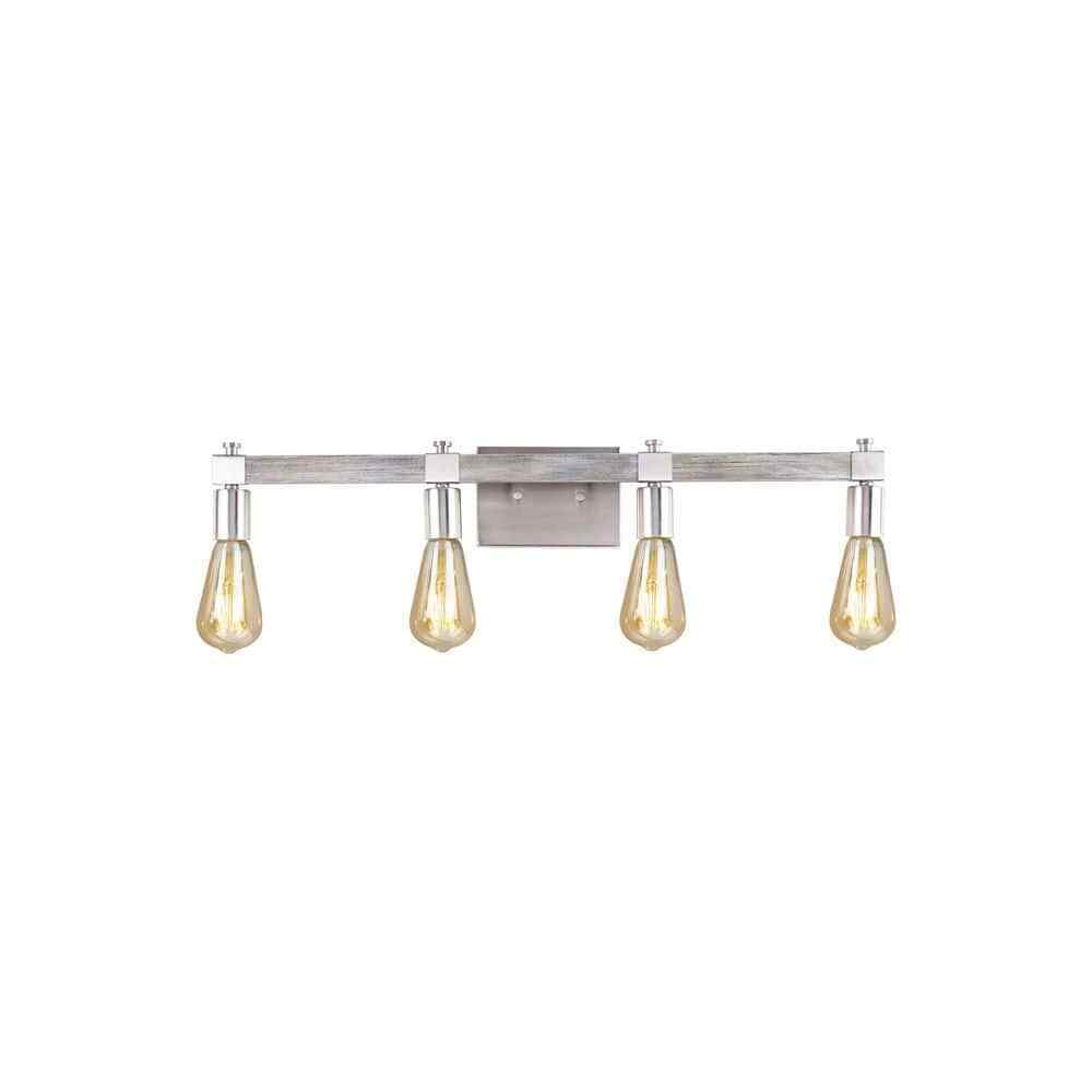 Eglo Westbury 30.8 in. 4-Light Vanity Light Nickel w/ Painted Grey Driftwood
