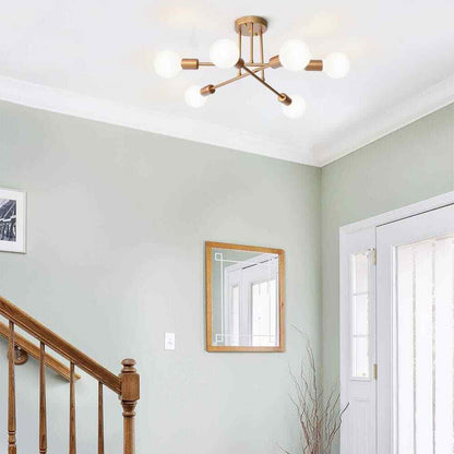 RRTYO Elektra 23.62 in. 6-Light Champagne Gold Semi-Flush Mount